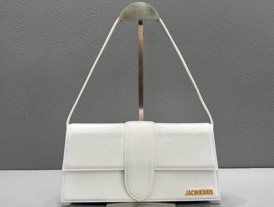 Jacquemus Le Bambino Long Envelope Shoulder Bag in White Leather Replica