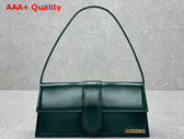 Jacquemus Le Bambino Long Flap Bag in Dark Green Glazed Leather Replica