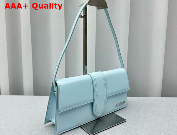 Jacquemus Le Bambino Long Flap Bag in Light Blue Glazed Leather Replica