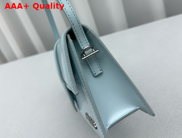 Jacquemus Le Bambino Long Flap Bag in Light Blue Glazed Leather Replica