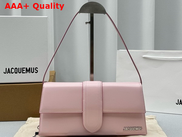 Jacquemus Le Bambino Long Flap Bag in Light Pink Glazed Leather Replica