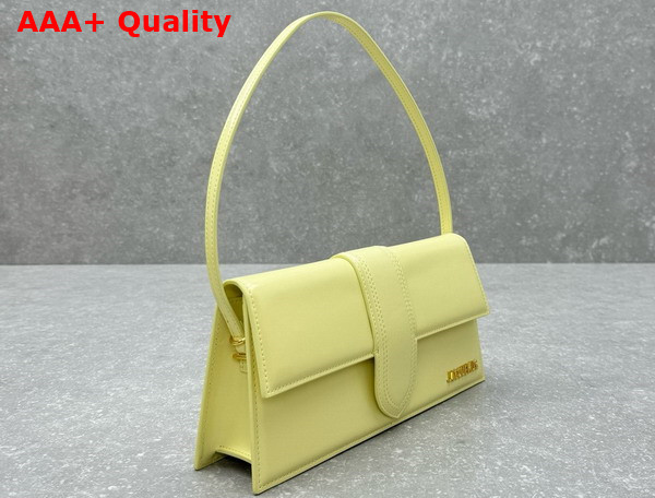 Jacquemus Le Bambino Long Flap Bag in Pale Yellow Glazed Leather Replica