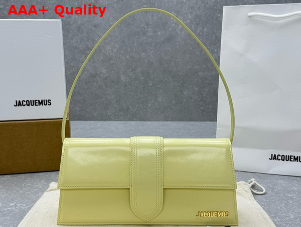 Jacquemus Le Bambino Long Flap Bag in Pale Yellow Glazed Leather Replica