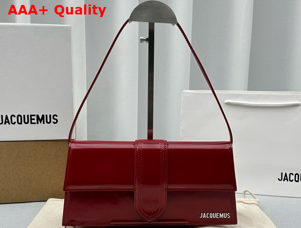 Jacquemus Le Bambino Long Flap Bag in Red Patent Leather Replica