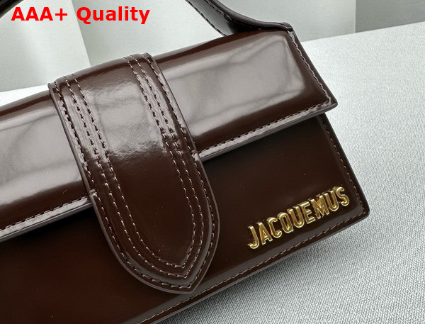 Jacquemus Le Bambino Small Flap Bag in Dark Brown Patent Leather Replica