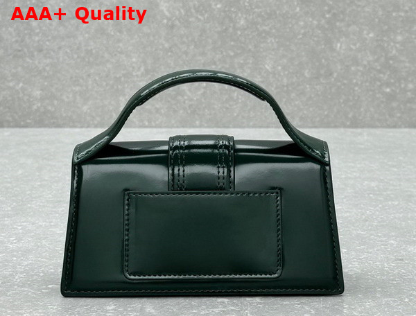 Jacquemus Le Bambino Small Flap Bag in Dark Green Glazed Leather Replica