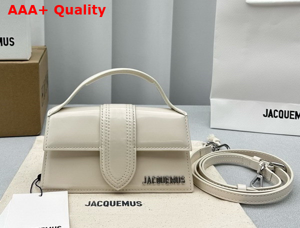 Jacquemus Le Bambino Small Flap Bag in Ivory Glazed Leather Replica