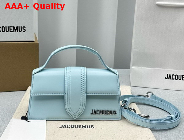 Jacquemus Le Bambino Small Flap Bag in Light Blue Glazed Leather Replica