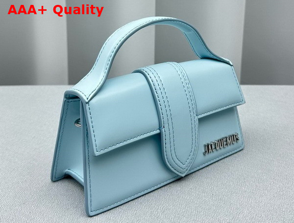 Jacquemus Le Bambino Small Flap Bag in Light Blue Glazed Leather Replica