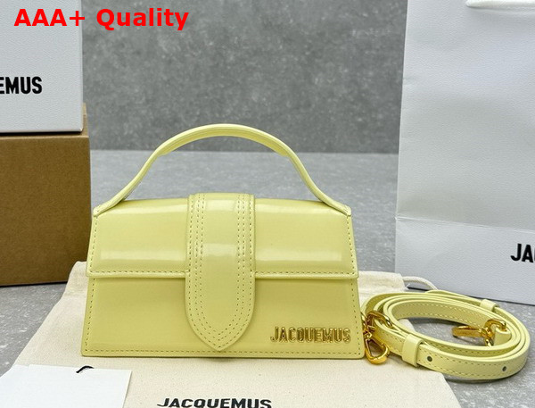 Jacquemus Le Bambino Small Flap Bag in Pale Yellow Glazed Leather Replica