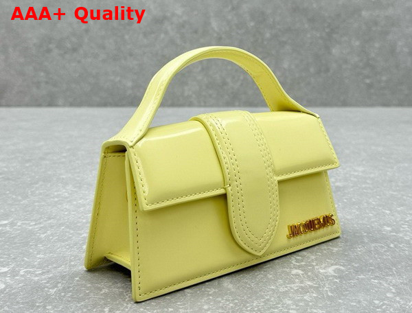 Jacquemus Le Bambino Small Flap Bag in Pale Yellow Glazed Leather Replica