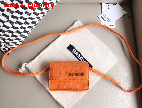 Jacquemus Le Bello Mini Croc Effect Leather Shoulder Bag in Orange Replica