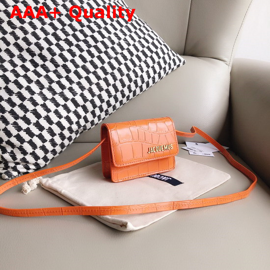 Jacquemus Le Bello Mini Croc Effect Leather Shoulder Bag in Orange Replica