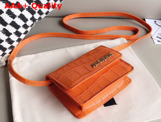 Jacquemus Le Bello Mini Croc Effect Leather Shoulder Bag in Orange Replica