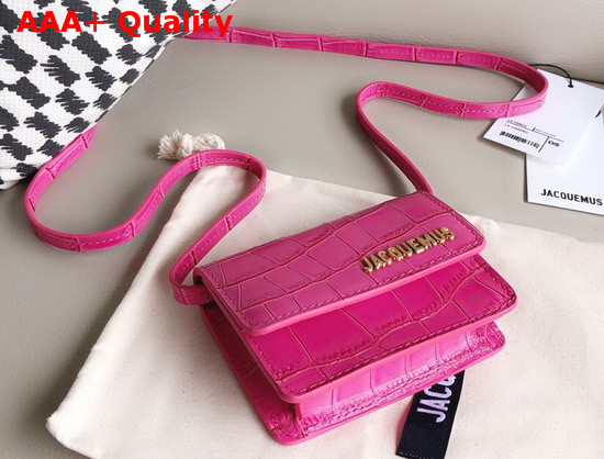 Jacquemus Le Bello Mini Croc Effect Leather Shoulder Bag in Rose Replica