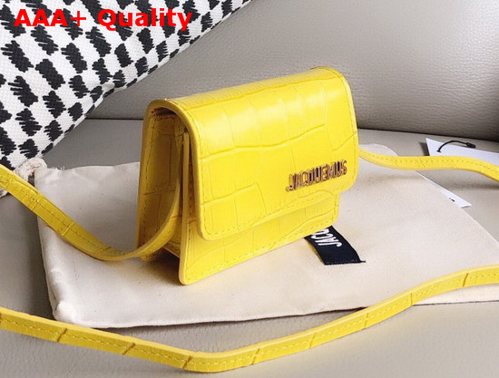 Jacquemus Le Bello Mini Croc Effect Leather Shoulder Bag in Yellow Replica