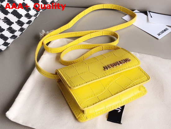 Jacquemus Le Bello Mini Croc Effect Leather Shoulder Bag in Yellow Replica