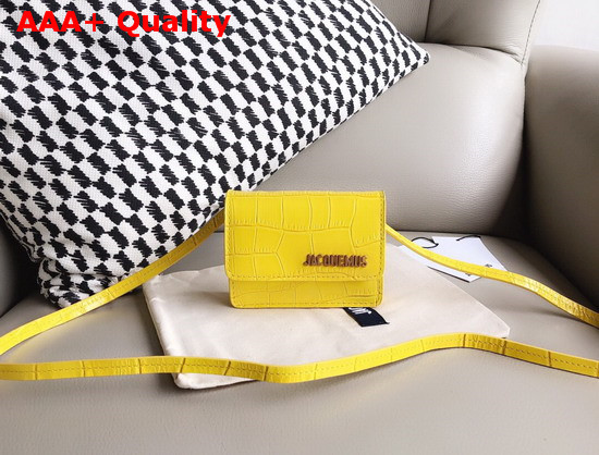 Jacquemus Le Bello Mini Croc Effect Leather Shoulder Bag in Yellow Replica