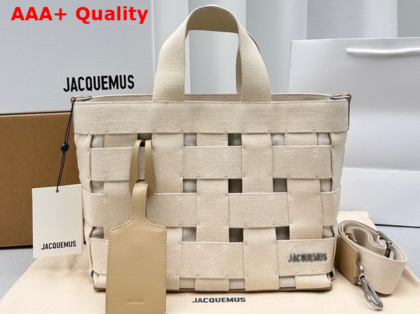 Jacquemus Le Cabas Gros Grain Grosgrain Tote Bag in Light Greige Replica