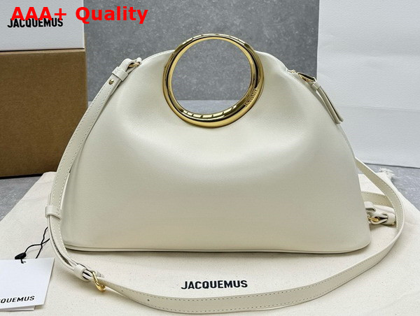 Jacquemus Le Calino Les Sculptures Ring Handbag in Light Ivory Nappa Leather Replica