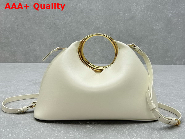 Jacquemus Le Calino Les Sculptures Ring Handbag in Light Ivory Nappa Leather Replica