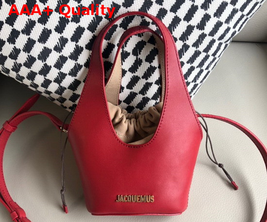 Jacquemus Le Carino Leather Bucket Bag in Red Replica