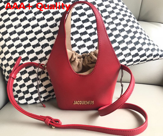 Jacquemus Le Carino Leather Bucket Bag in Red Replica