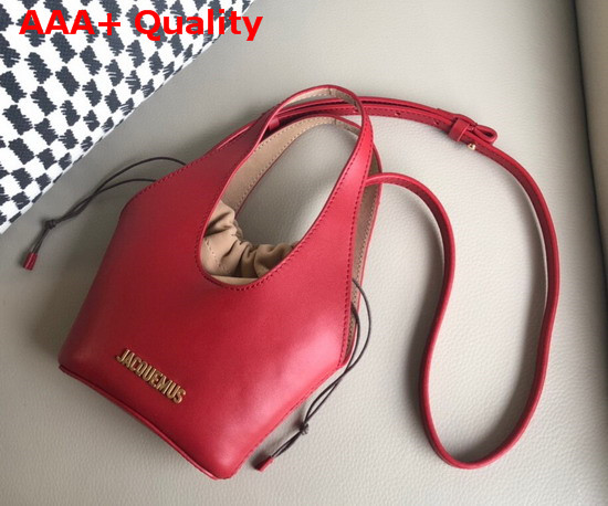 Jacquemus Le Carino Leather Bucket Bag in Red Replica