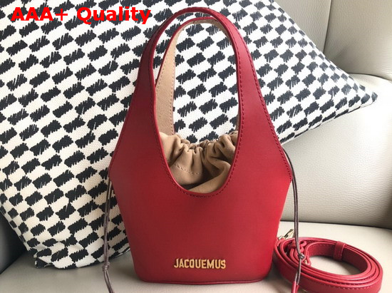 Jacquemus Le Carino Leather Bucket Bag in Red Replica