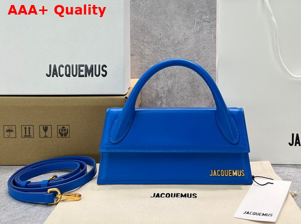 Jacquemus Le Chiquito Long Signature Leather Handbag in Blue Replica