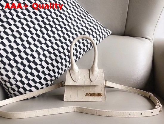 Jacquemus Le Chiquito Mini Bag in Beige Croc Effect Leather Replica