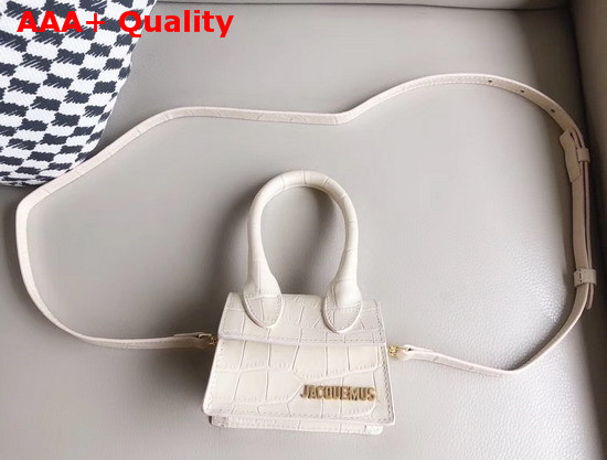 Jacquemus Le Chiquito Mini Bag in Beige Croc Effect Leather Replica