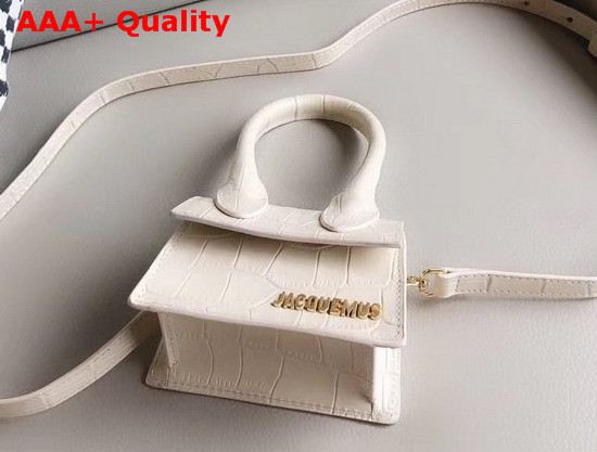 Jacquemus Le Chiquito Mini Bag in Beige Croc Effect Leather Replica