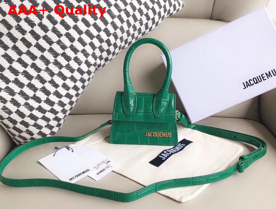 Jacquemus Le Chiquito Mini Bag in Green Croc Effect Leather Replica