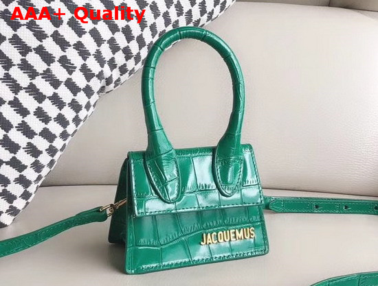 Jacquemus Le Chiquito Mini Bag in Green Croc Effect Leather Replica