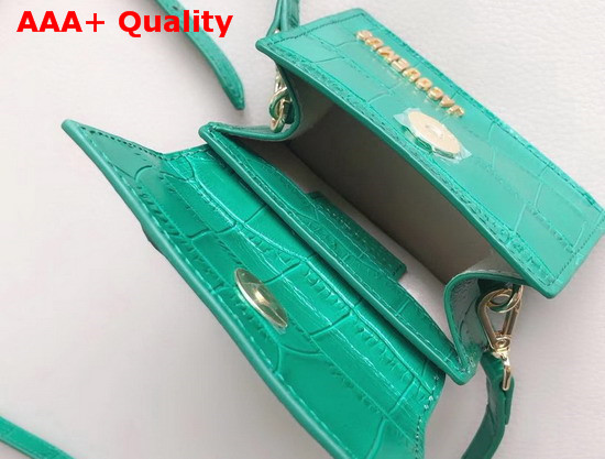 Jacquemus Le Chiquito Mini Bag in Green Croc Effect Leather Replica