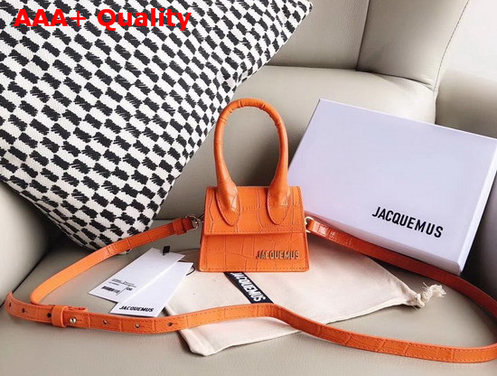 Jacquemus Le Chiquito Mini Bag in Orange Croc Effect Leather Replica