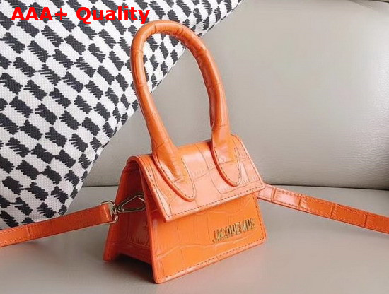 Jacquemus Le Chiquito Mini Bag in Orange Croc Effect Leather Replica