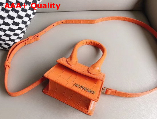 Jacquemus Le Chiquito Mini Bag in Orange Croc Effect Leather Replica