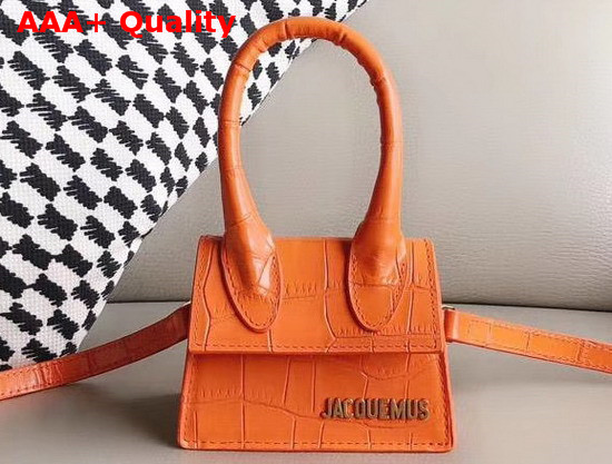 Jacquemus Le Chiquito Mini Bag in Orange Croc Effect Leather Replica