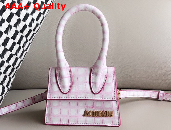 Jacquemus Le Chiquito Mini Bag in Pale Pink Croc Effect Leather Replica