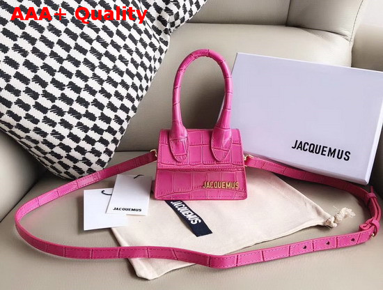 Jacquemus Le Chiquito Mini Bag in Rose Croc Effect Leather Replica