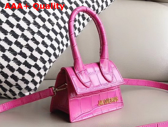 Jacquemus Le Chiquito Mini Bag in Rose Croc Effect Leather Replica