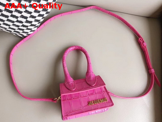 Jacquemus Le Chiquito Mini Bag in Rose Croc Effect Leather Replica