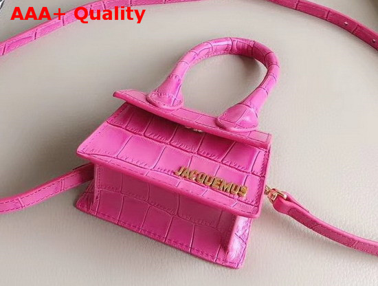 Jacquemus Le Chiquito Mini Bag in Rose Croc Effect Leather Replica