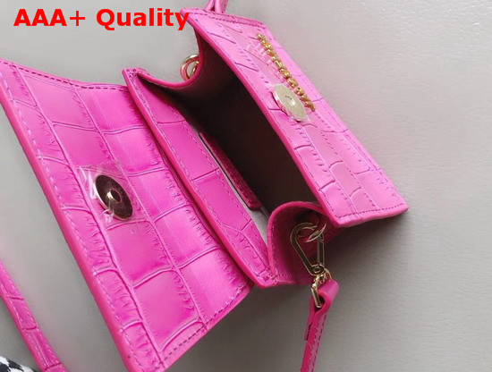 Jacquemus Le Chiquito Mini Bag in Rose Croc Effect Leather Replica