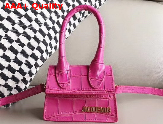 Jacquemus Le Chiquito Mini Bag in Rose Croc Effect Leather Replica