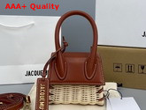 Jacquemus Le Chiquito Mini Leather and Wicker Bag Dark Red Replica