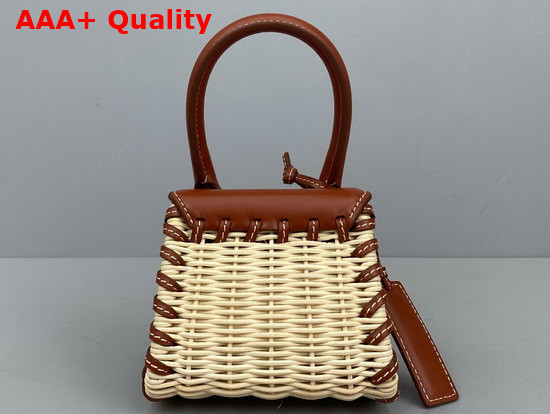 Jacquemus Le Chiquito Mini Leather and Wicker Bag Dark Red Replica