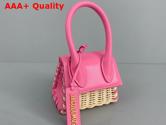 Jacquemus Le Chiquito Mini Leather and Wicker Bag Pink Replica